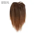 Long ponytail hair extension with high-volume clip in light brown and auburn gradient - Light Brown and Light Auburn Tips