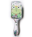 Cartoon frog print hairbrush with sparkling sequins and glitter in a clear paddle design - White Frog Prince - Sequins