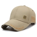 Berretto da baseball in cotone kaki con ricamo FARD e stemma in metallo vintage - Beige Scuro