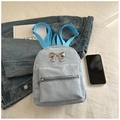 Mini zaino celeste con fiocco, elegante texture a pieghe e dettagli in metallo - Blu