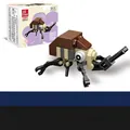 DIY beetle building block toy set for kids 21 pieces educational brown insect model - Rhinoceros Beetle