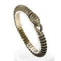 Vintage Bronze-Schlangenarmband für Herren mit Schuppenstruktur und Tierkopf-Verschluss - 22cm / Antikes Gold Schlangenkopf Armreif (KB155284-KJX)
