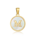 18k gold plated letter M pendant with white mother of pearl inlay for women - Letter M Style