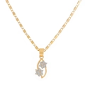 Golden double-layer hollow flower pendant necklace with micro-set white crystals - Hollow Leaf Floral (X888)