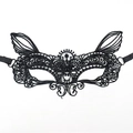 Elegant black lace masquerade eye mask with cat ears for Halloween and cosplay parties - Cat Head
