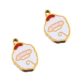 Golden stainless steel Santa Claus enamel pendants for festive DIY jewelry making - Gold Santa Claus Head