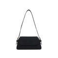 Minimalist black PU leather baguette underarm bag for women with sleek matte finish - Black