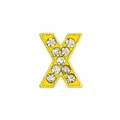 Golden 8mm rhinestone letter X slider charm for DIY jewelry wristbands and bracelets - 8mm Gold Rhinestone Letter-X