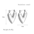 Silver vintage heart shaped geometric C-hoop earrings in polished stainless steel - Silver LE3489