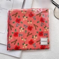 Elegant red floral cotton linen square scarf in unique coral pattern with retro vibe - XY-20 Coral Red Red Yellow Floral