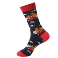 Retro-Socken im Tropen-Stil in Dunkelblau mit roten Details, Auto- und Palmen-Motiven - Einheitsgröße / 1165-Schwarzes Auto / Schwarz