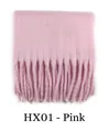 Soft pink mohair knitted scarf with fluffy tassels for a minimalist winter style - Pink