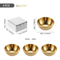 Set of 4 golden stainless steel sauce dishes with 8cm diameter and box packaging - Gold Small 4PCS