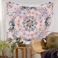 Bohemian floral mandala tapestry in orange and purple tones hanging on a cozy wall - 73X95CM (Cross-border Brushed Style) / LT073-3 Light Pink