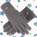 Elegant grey touch screen thermal gloves with fleece lining and cute bow tie detail - One Size / Leather Label Grey