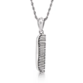 Creative comb pendant necklace in silver finish with matching rope chain for men - Steel Color Comb Pendant (KP55372-BD)