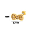 Elegant gold bow-shaped stud earring featuring pink cubic zirconia and size dimensions - 7# Bowknot (HSPJ093-7) / Gold Yellow