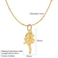 Golden stainless steel rose pendant necklace with 40cm+5cm adjustable snake chain - Gold-Flower Necklace (G22)