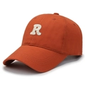 Casquette de baseball rouge brique avec lettre R brodée en 3D en sergé de coton classique - Réglable / Orange