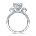 Lussuoso anello in argento con moissanite da 1 carato e pavé di diamanti a forma di cigno - US 9 / Stile Il Lago dei Cigni