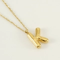 Golden balloon style letter K pendant necklace in polished titanium steel finish - Letter K [Gold]