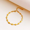 Elegantes goldenes Kleeblatt Armband aus Edelstahl mit poliertem Finish und Karabiner - Armband / Gold