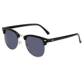 Classic semi-rimless sunglasses with black top frame and gold metal accents - Black Gold Frame Grey Lens