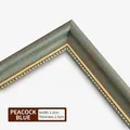 Cadre vintage bleu paon avec bordure dorée, largeur de 3,2 cm et épaisseur 2,5 cm - Taille Personnalisée (Contacter Service) / Bleu sarcelle