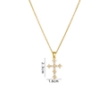 Golden cross necklace with white zircons featuring dimension labels 2.3cm by 1.6cm - Gold Crystal Cross (640)
