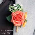 Boutonnière faite main en rose de soie orange pour costumes avec gypsophile délicat - Rouge pastèque