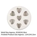 Silikonform mit 7 Herz-Hohlräumen für Schokolade und Fondant, Größe 8,8x8,8x1,8 cm - Stil 1 (15-767) / Grau
