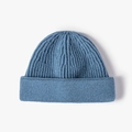 Winter warm knitted beanie in light blue finish with stylish double folded cuff - One Size / Grayish Blue