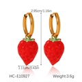 Details der Erdbeer-Ohrringe mit Maßen 2,95x1,11cm und Gewicht 3,6g Spezifikation - 3D Erdbeere Stil (HC-E10927)