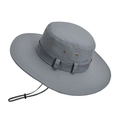 Grey breathable outdoor boonie hat with wide brim, side vents and adjustable chin strap - Gray