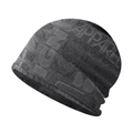 Detailed knit texture of dark gray beanie featuring white APPAREL jacquard pattern - Adjustable / Dark Grey (Dual-use Hat & Neck Warmer)