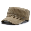 Khaki washed cotton cadet cap for men with S Sport metal tag in vintage casual style - Khaki