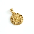 Golden round alphabet H pendant with embossed letter and hollow lace edges - Letter H Style (H-Single Pendant)