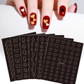 Detail of WW8001 nail stickers with gold and white hearts stars and butterfly patterns - Set of 6 Styles (WW8001-WW8006)