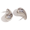 Polished silver stainless steel hollow teardrop earrings with a minimalist geometric design - Hollow 3D Pear Studs-Steel Color