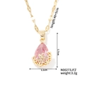 Dimensions détaillées pour un collier goutte d'eau doré avec pendentif en zircon rose - Or Rose