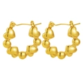 Chic 18K gold heart-shaped hoop earrings with a high-polished mirror finish and snap closure - Linked 3D Heart Hoop