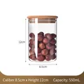 A 550ml glass airtight storage jar with bamboo lid, 12cm height for coffee and nuts - 550ml / Replacement Bamboo Lid / 8.5cm*12cm