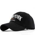 Black cotton baseball cap with New York embroidery and vintage USA patch detail - Black