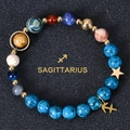 Handmade Sagittarius zodiac bracelet with 8mm blue natural stones and celestial beads - Sagittarius