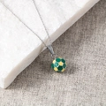 Soccer ball pendant necklace in green and yellow finish on stainless steel chain - Green With Chain