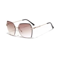 Gafas de sol sin montura con lentes degradadas marrones y patillas doradas - café