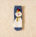 Deep blue coral fleece Christmas socks featuring cute snowman patterns and plush texture - Blue Snowman