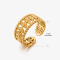Golden leaf shaped adjustable stainless steel ring with 1.7cm inner diameter size - Gold Ring 025