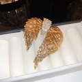 Macro di spilla ad ali di angelo dorate con strass luccicanti in una scatola per gioielli - Oro