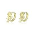Minimalist 18K gold rose earrings with vintage floral design and polished hoops - Gold